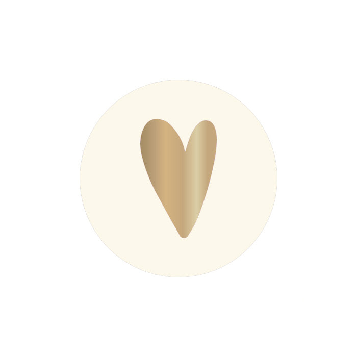 Sluitsticker hart ivoor / goudfolie (12 stuks)