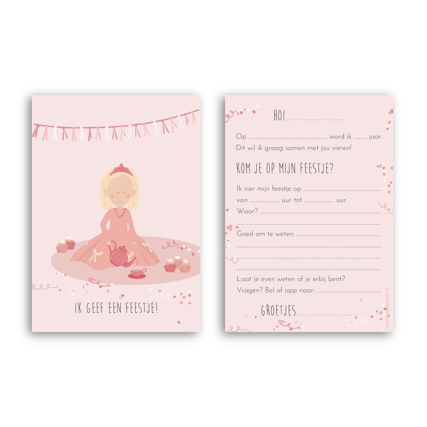 Uitnodiging kinderfeestje - Prinsessen (6 stuks)