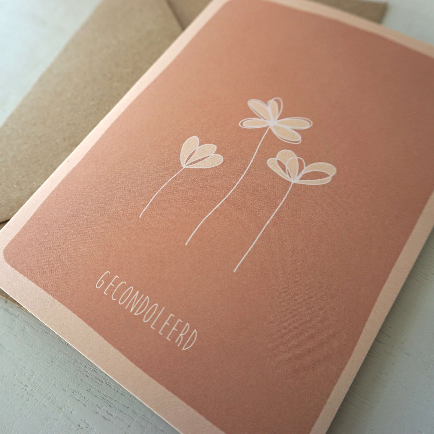 Wenskaart bloemen - Gecondoleerd