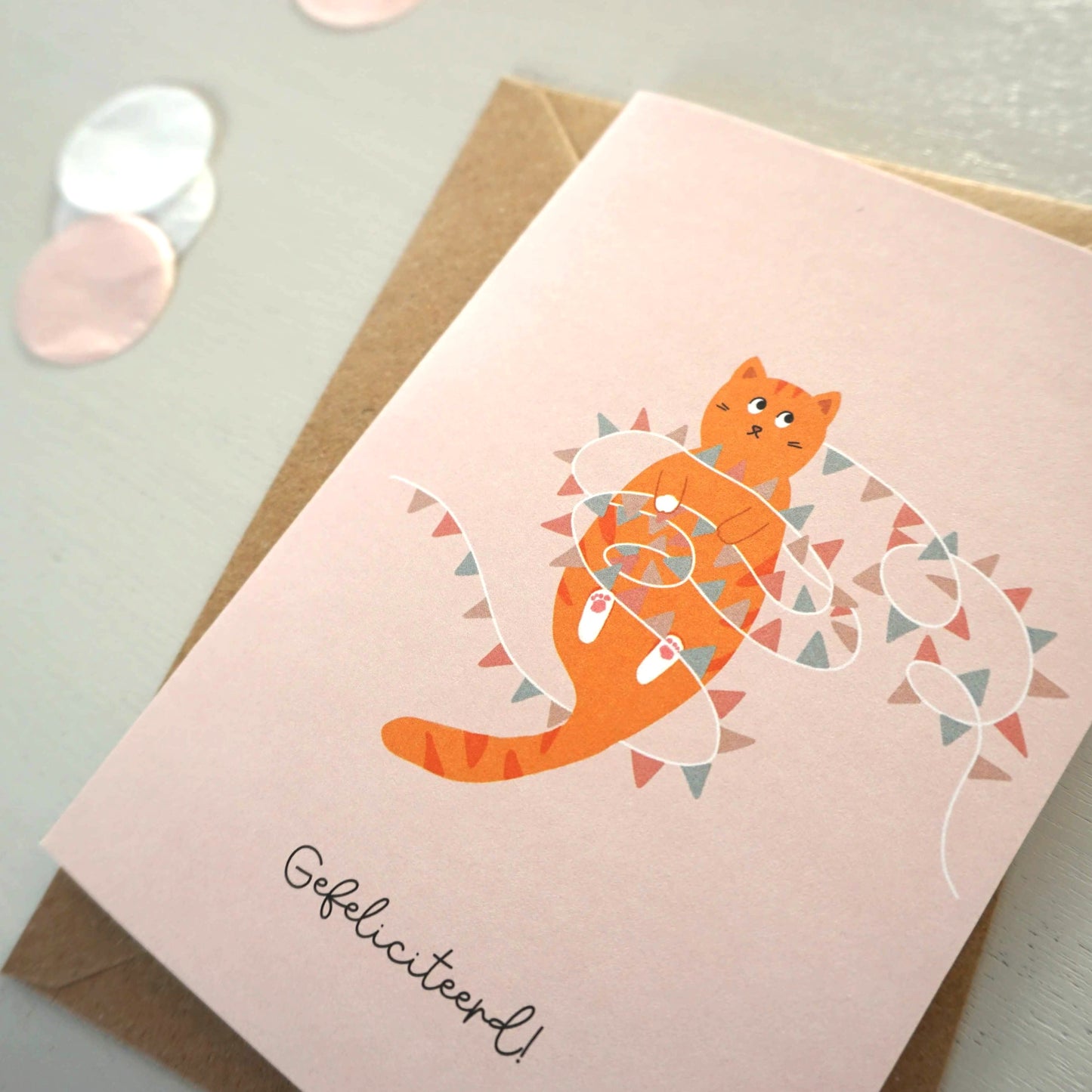 Wenskaart kat - Gefeliciteerd