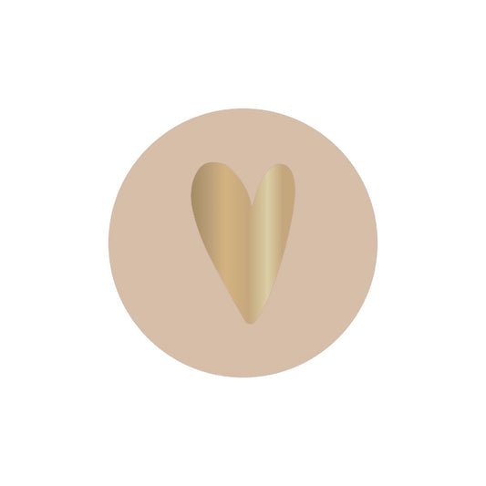 Sluitsticker hart beige / goudfolie (12 stuks)