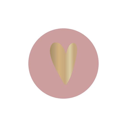 Sluitsticker hart roze / goudfolie (12 stuks)