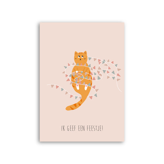 Uitnodiging kinderfeestje - Kat (6 stuks)