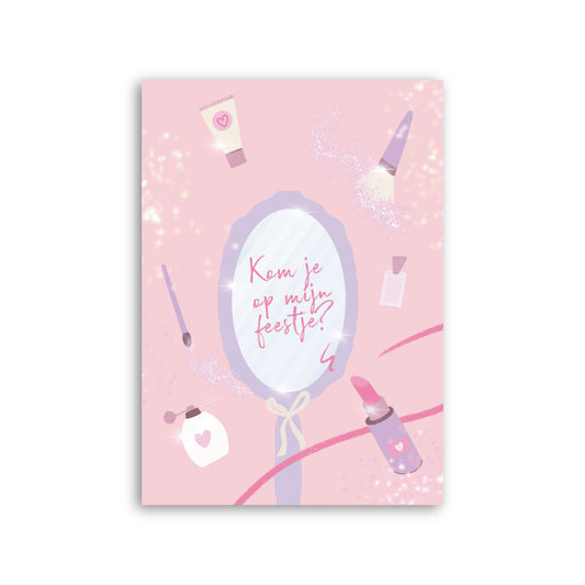 Uitnodiging kinderfeestje meisje - Make up (6 stuks)