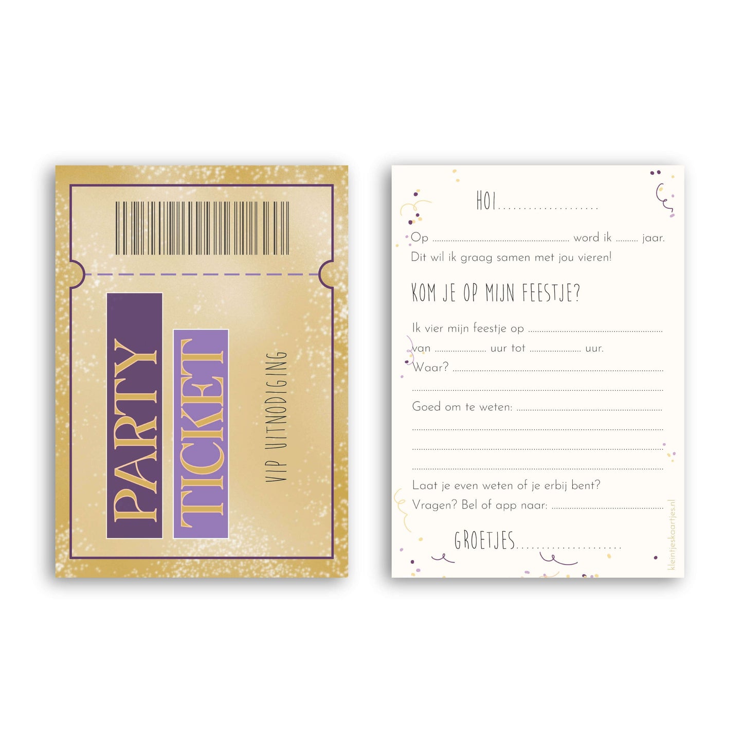 Uitnodiging kinderfeestje - Party ticket (6 stuks)