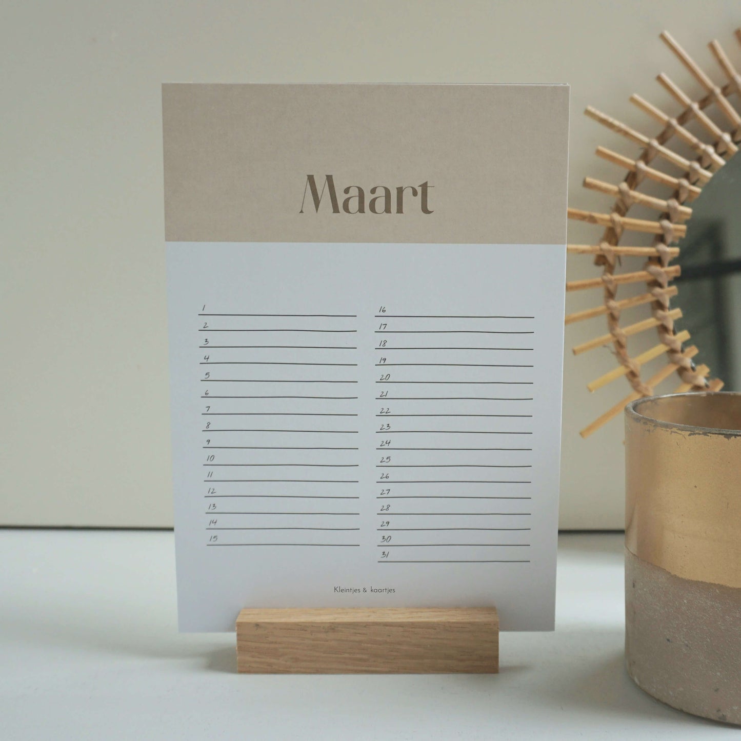 Verjaardagskalender beige